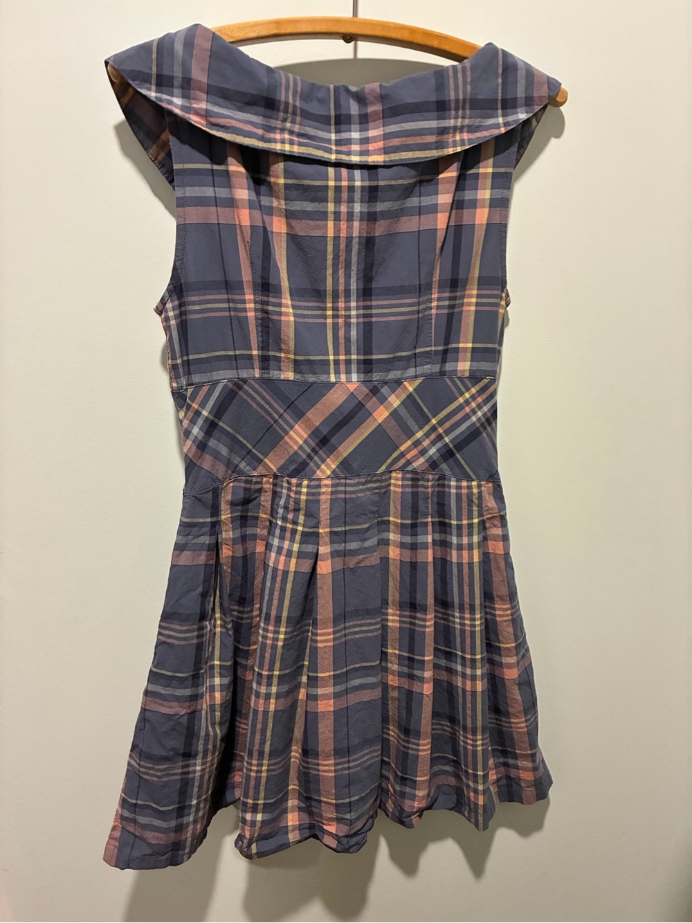 Lux Plaid Tartan Cotton Dress Peter Pan Collar Size 8 - Picture 5 of 7